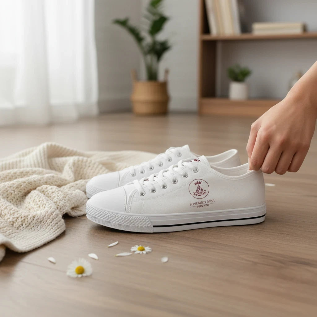 Classic White Low-Top Sneakers with Minimal Emblem