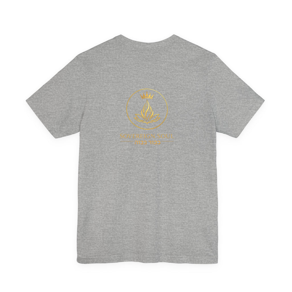 Sovereign Soul T-Shirt — Gold Crown Lotus Design with Hebrew Text