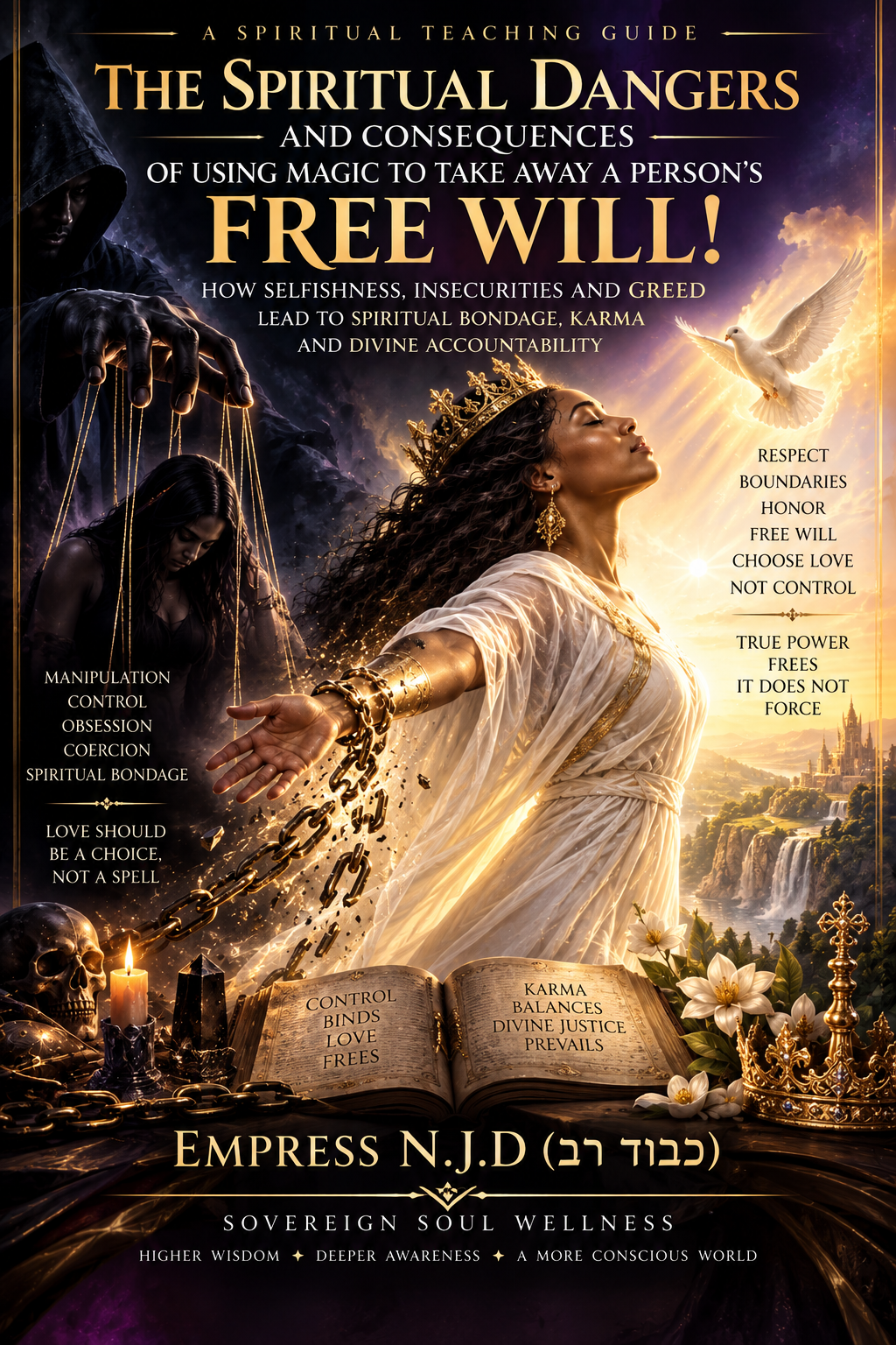 The Spiritual Dangers & Consequences of Using Magic to Take Away a Person’s Free Will

A Spiritual Teaching Guide by Empress N.J.D. (כבוד רב)
Sovereign Soul Wellness™