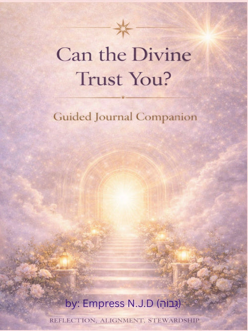 Sovereign Soul .Store Can the Divine Trust You? guided journal cover with ethereal light, stairs, and floral border