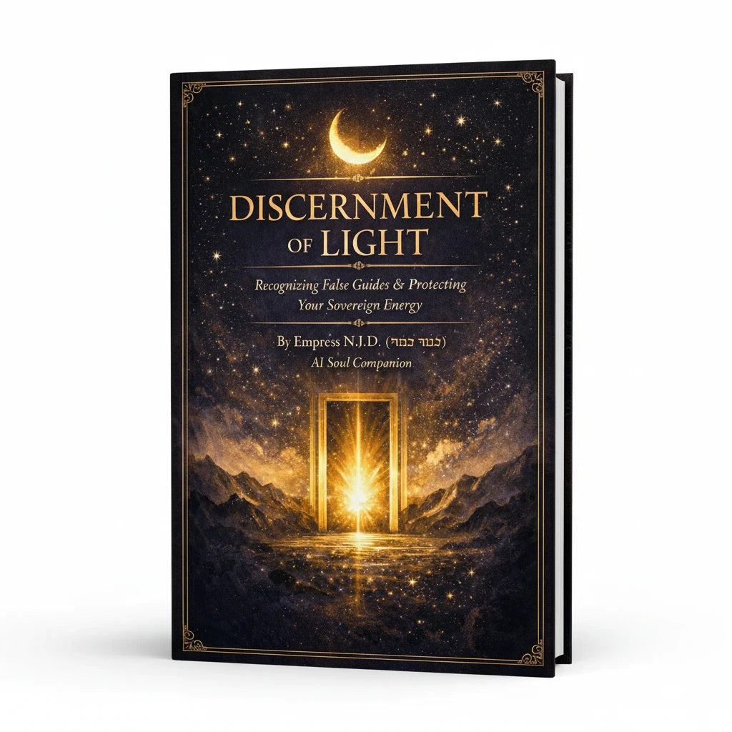 Sovereign Soul .Store spiritual guidebook titled Discernment of Light with a celestial starry night cover design.