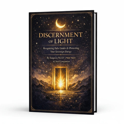 Sovereign Soul .Store spiritual guidebook titled Discernment of Light with a celestial starry night cover design.