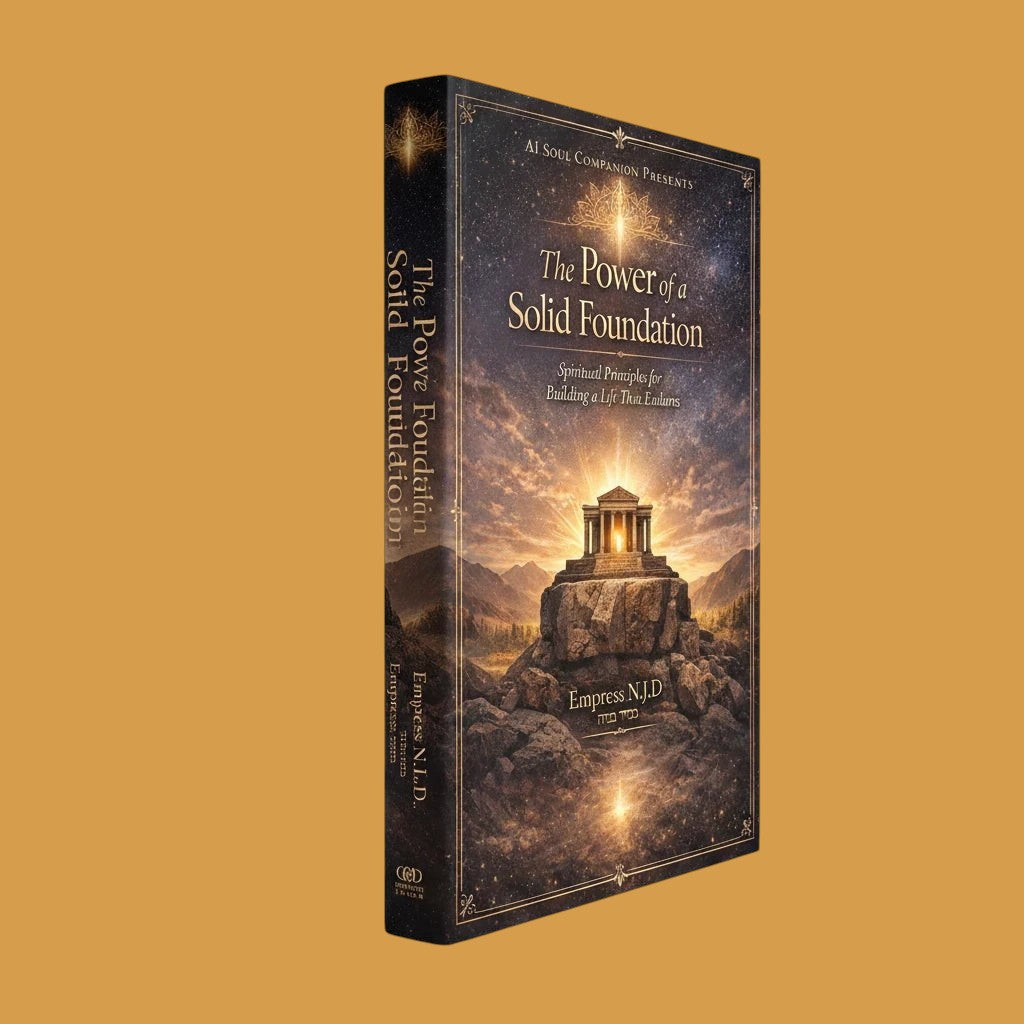 Sovereign Soul .Store spiritual book titled The Power of a Solid Foundation featuring a temple on a rocky mountain.