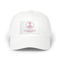 Sovereign Soul .Store white cotton dad cap with unstructured low-profile fit and embroidered logo patch