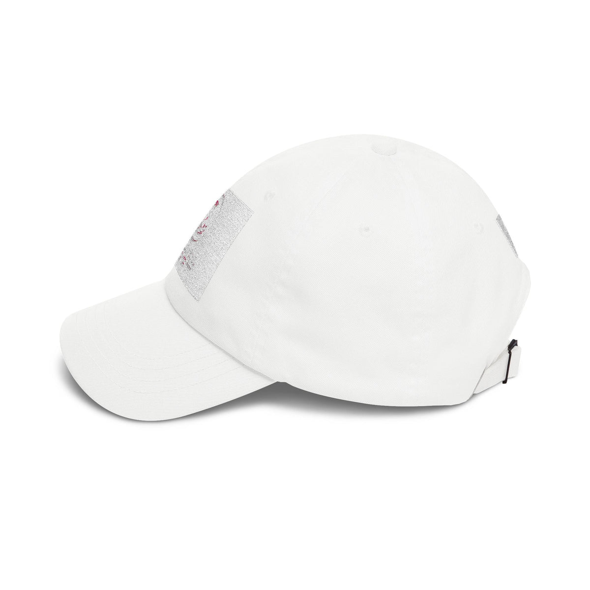 Sovereign Soul .Store white cotton dad cap with unstructured low-profile fit and antique brass buckle closure
