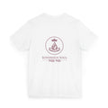 Sovereign Soul .Store white cotton t-shirt featuring a maroon crown and flame logo with Hebrew text on the back
